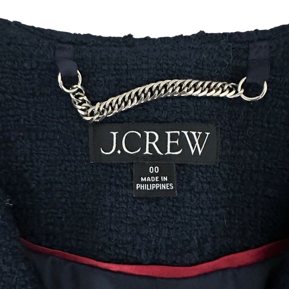 J. Crew 2023 Navy V-neck Lady Jacket in Maritime Tweed Size 00 - Picture 3 of 12